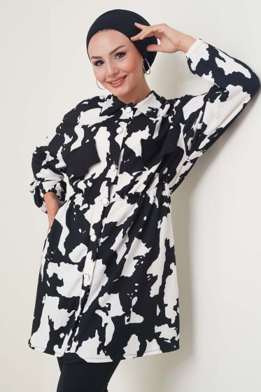 Damga Desen Siyah Tunik - Tunik