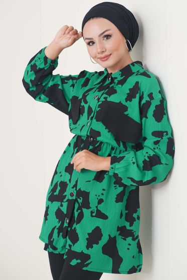 Damga Desen Yeşil Tunik - Tunik