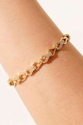 Damla Desen Taşlı Bileklik Gold - Günün Seçilenleri