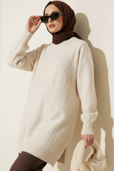 Damla Desen Yumoş Triko Kazak Taş - Triko Kazak