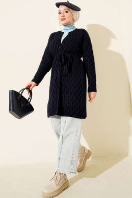 Damla Kabartmalı Triko Hırka Lacivert - Hırka