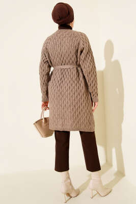 Damla Kabartmalı Triko Hırka Latte - Günün Seçilenleri