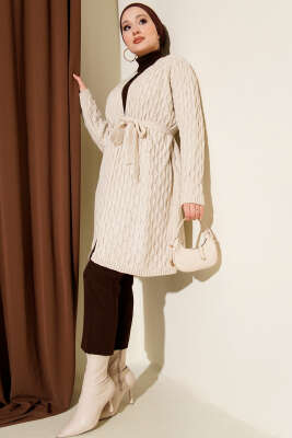 Damla Kabartmalı Triko Hırka Taş - Günün Seçilenleri