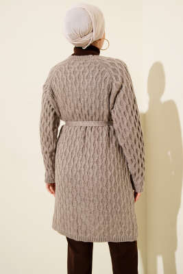 Damla Kabartmalı Triko Hırka Vizon - Günün Seçilenleri