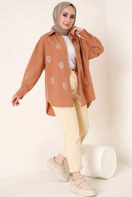 Damla Taş Süslemeli Gömlek Camel - Gömlek