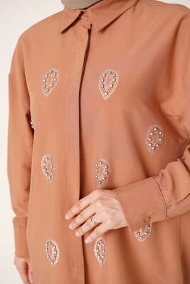 Damla Taş Süslemeli Gömlek Camel - Gömlek