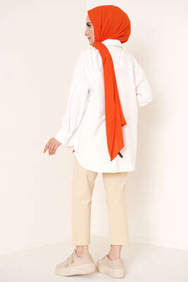 Damla Taş Süslemeli Gömlek Ekru - Gömlek