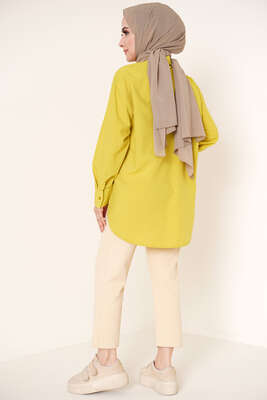 Damla Taş Süslemeli Gömlek Neon Yeşil - Gömlek