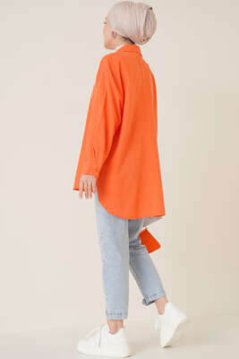 Damla Taş Süslemeli Gömlek Oranj - Gömlek