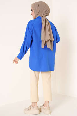 Damla Taş Süslemeli Gömlek Saks - Gömlek