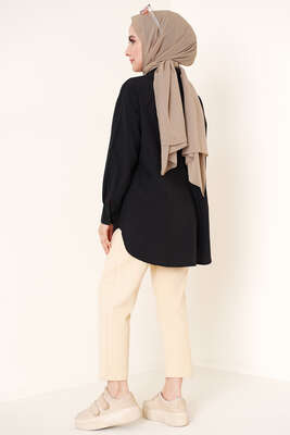 Damla Taş Süslemeli Gömlek Siyah - Gömlek