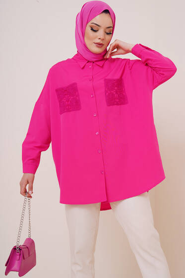 Dantel Cepli Gömlek Fusya - Gömlek