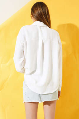 Dantel Cepli Salaş Gömlek Ekru - Kadın Giyim Modelleri