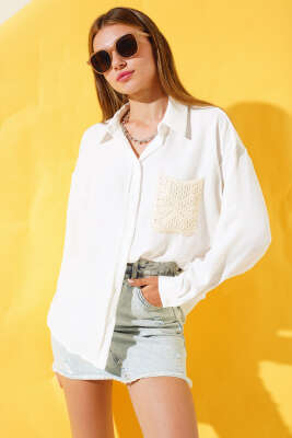 Dantel Cepli Salaş Gömlek Ekru - LUSTRİN