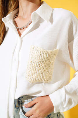 Dantel Cepli Salaş Gömlek Ekru - Kadın Giyim Modelleri