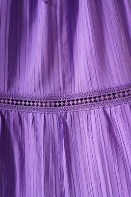 Dantel Detay Keten Elbise Lila - Tesettür Elbise