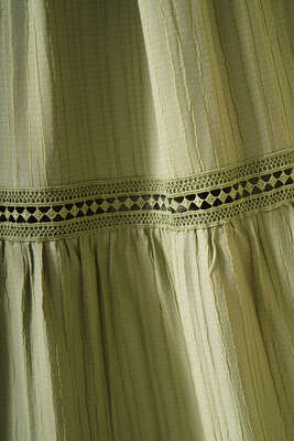 Dantel Detay Keten Elbise Yeşil - Tesettür Elbise