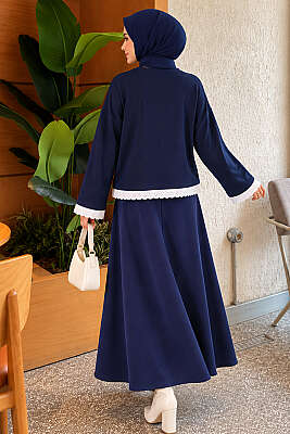 Dantel Detaylı Basic Tunik Lacivert - Tunik