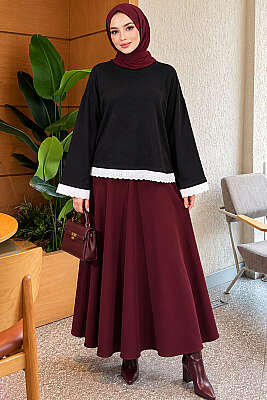 Dantel Detaylı Basic Tunik Siyah - Tunik