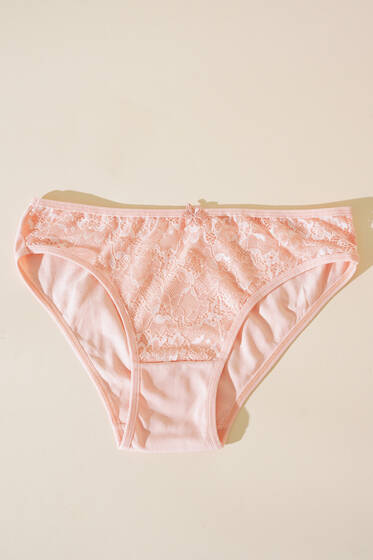 Dantel Detaylı Bayan Külot Somon - İç Giyim