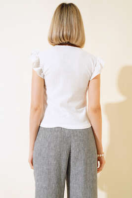 Dantel Detaylı Bluz Beyaz - Kadın Giyim Modelleri