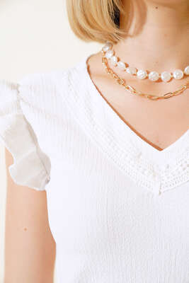 Dantel Detaylı Bluz Beyaz - Kadın Giyim Modelleri