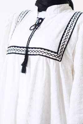 Dantel Detaylı Bronde Elbise Ekru - Elbise