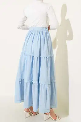 Dantel Detaylı Etek Bebe Mavi - Uzun Etek