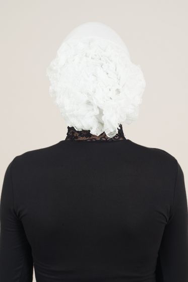 Dantel Fırfırlı Ekru Bone - BONE