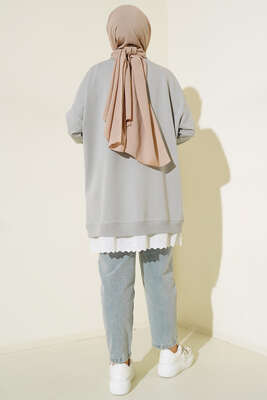 Dantel Garnili Tunik Gri - Tunik