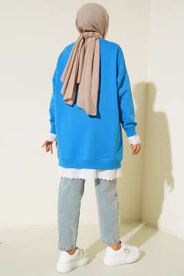 Dantel Garnili Tunik Mavi - Tunik