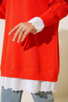 Dantel Garnili Tunik Oranj - Tunik