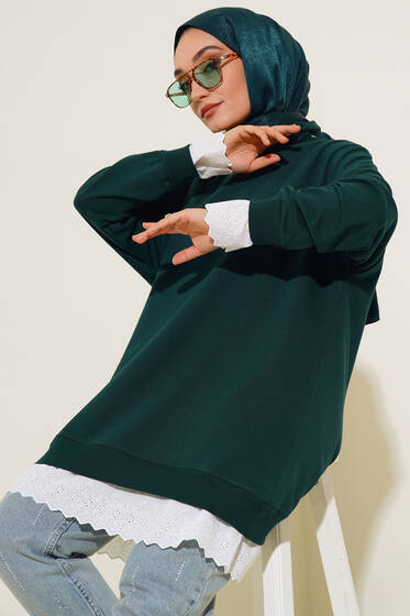 Dantel Garnili Tunik Zümrüt Yeşil - Tunik