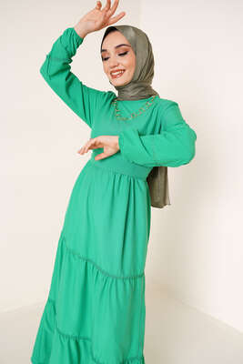 Dantel Süslemeli Ayrobin Elbise Benetton - Tesettür Elbise