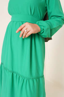 Dantel Süslemeli Ayrobin Elbise Benetton - Tesettür Elbise