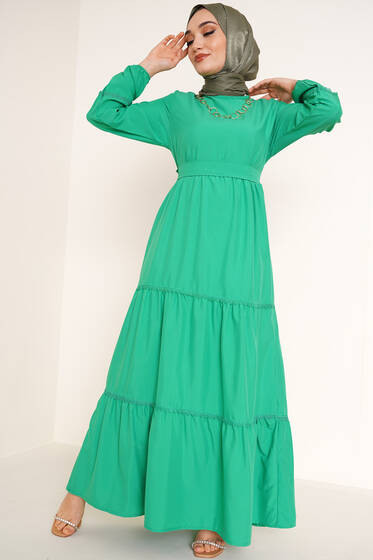 Dantel Süslemeli Ayrobin Elbise Benetton - Tesettür Elbise