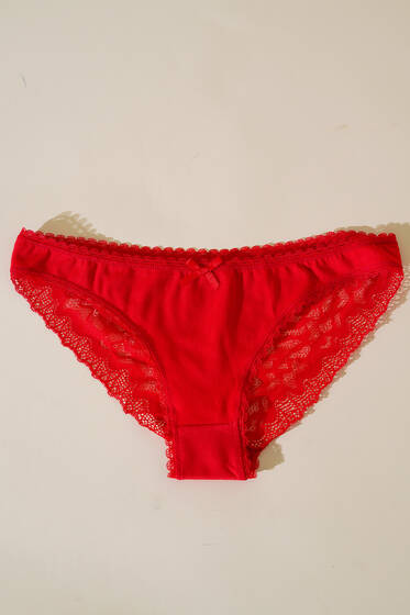 Dantel Süslemeli Bayan Külot Kırmızı - İç Giyim