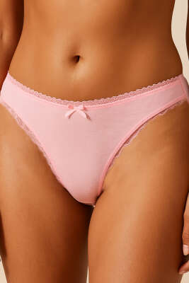 Dantel Süslemeli Bayan Külot Somon - YILDIRIM İÇ GİYİM