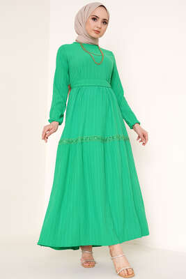 Dantel Süslemeli Kuşaklı Elbise Benetton 