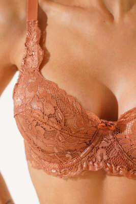 Dantelli Balenli Sütyen Bakır - Dantelli Sütyen