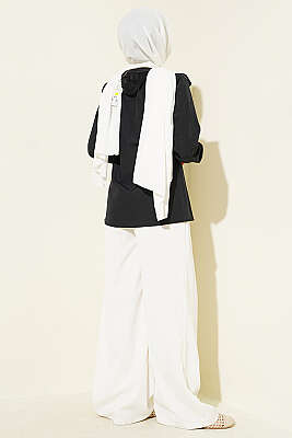 Dantelli Bebe Yakalı Poplin Gömlek Siyah - Gömlek