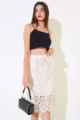 Dantelli Cepli Etek Bej - TOP SHOW