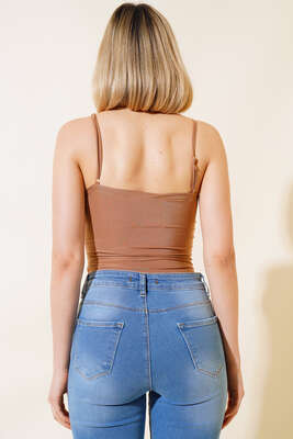 Dantelli Çıtçıtlı Body Latte - Kadın Giyim Modelleri