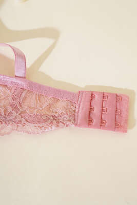 Dantelli Destekli Parlak Sütyen Takım Gül Kurusu - İndirim İç Giyim