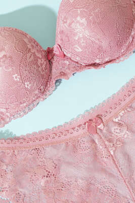 Dantelli Destekli Sütyen Takım Gül Kurusu - Yılın Fırsatı