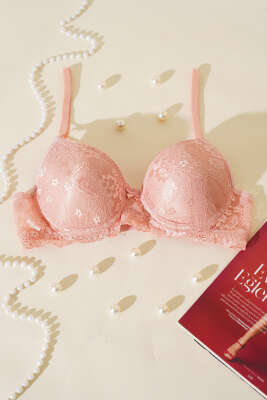 Dantelli Desteksiz Sütyen Pudra - İndirim İç Giyim