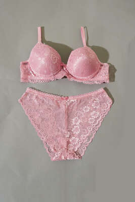 Dantelli Desteksiz Sütyen Takım Gül Kurusu - Yılın Fırsatı