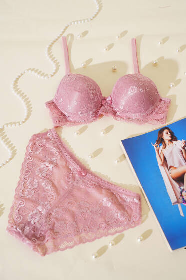 Dantelli Desteksiz Sütyen Takım Gül Kurusu - Yılın Fırsatı