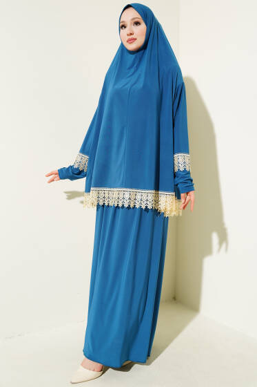 Dantelli Namaz Takımı Petrol - 500-700 TL Ürünler