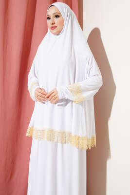 Dantelli Namaz Takımı Ekru - 500-700 TL Ürünler